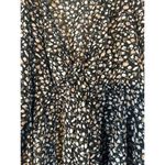 Flawless  Black Multi Color Floral Bow Front Long Sleeve Dressy Blouse Women Sz L Photo 2