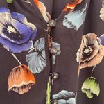 Rebecca Taylor 100% Silk Navy Floral Print Long Sleeve Blouse Women's Size 4 Photo 2