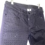 Mango SKinny Jeans Size 10 Black w Black Sequin Photo 1