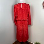 Vintage In Cinq Red Satin Long Sleeve Blousen Dress Career Teacher Size M Photo 4