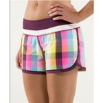 Lululemon  Run Speed Short Womens 4 Sea Check Multi Plum Athletic Running Bottom Photo 2