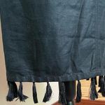 Madewell Black Linen Blend Embroidered Floral Tassel Shift Dress Extra Small Photo 4