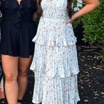 Lulus Floral Tiered Midi Dress Blue Size M Photo 2