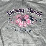 Delray Beach Florida Womens Medium Hoodie Distressed Shark Flower Hoodie Gift Gray Photo 2