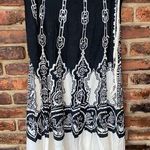 Tokyo Black Cream Printed Embellished Pleated Midi Skirt Women's Size Medium Photo 0