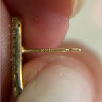 14K Solid Yellow Gold Heart Motif Pave Zircon Earrings Studs Photo 4