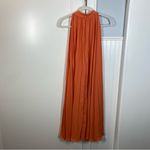 TOME Collective Orange Accordion Pleated Swing Midi Dress Size Small Fall Photo 4