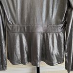 Grace Karin Glam Metallic Peplum Long Sleeve V Neck Silver Top Large Party Chic Party Flare Photo 7