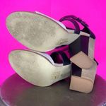 DV Parissa Black Cream Leather Open Toe Stacked Heel Sandal Sz 9.5 Photo 4