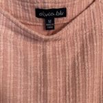 Olivia Blu  Pink Cold Shoulder Ribbed Short Sleeve Silver Accents Top Size Medium Photo 4