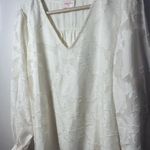 Hailey & Co Womens Blouse Cream Sheer Cream Dress Casual Career Size Large Photo 1