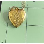 VINTAGE 12K GF FLORAL ORNATE HEART LOCKET PENDANT & 18” GF NECKLACE Photo 6