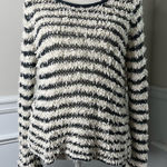 Free People  blue striped fuzzy‎ shaggy sweater size medium Photo 0