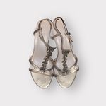 David's Bridal David’s Bridal Gold Leather Sandals Heels Shoes Size 8.5 M Photo 2
