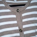 J.Crew New Mushroom & Ivory Stripe Cotton Lady Jacket Cardigan Sweater Size 3X Photo 2