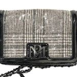 Badgley Mischka  Black Plaid Bag Sequin Vegan Leather Purse Crossbody Chain Link Photo 0