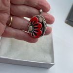 Artisan Cheryl Steveris floral handmade pendant necklace. Silver Photo 1