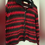 Amanda Smith VTG  Christmas Patterned Cardigan Sweater Funky Retro Red Black M L Photo 3