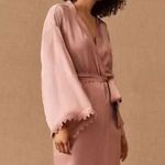 BHLDN Anthropologie x  Matine Silky Long-Sleeve Lace-Trimmed Robe Mauve Photo 0