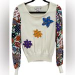 Vintage 80s 3 Piece Sweater Skirt Scarf Anthony Sicari Colorful Floral Set Sz 6 Blue Photo 1