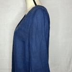 Saint Tropez West  Navy Blue Embroidered 100% Linen Tunic V-Neck Sz M Photo 7