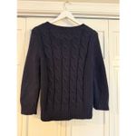 Talbots navy cableknit cardigan sweater medium petite Photo 4