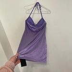 SheIn NEW NWT  SXY Backless Ruched Halter Bodycon Dress Purple Silver Iridescent Photo 16