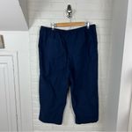 L.L.Bean Navy Classic Fit Cropped Cotton Pants Size XL Blue Photo 8