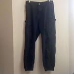 SheIn Black Distressed Denim Flap Cargo Pockets Jogger Jeans Grunge Photo 1