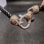 Judith Ripka  Sterling Silver Black Braided Leather CZ Heart Charm Necklace Choke Photo 1