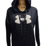 Under Armour  Black Cold Gear Pullover‎ Hoodie White Logo Athletic Sweatshirt SM Photo 0