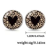 Leopard Heart Stud Earrings Black Photo 3