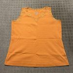 Karen Scott Y2K Retro  Sport Womens Tank Top Shirt Size Medium M Orange Lace Photo 0