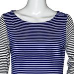 Vineyard Vines  Shirt Womens Medium White Blue Party Stripe Boatneck Tee Nautical Photo 4