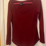 Eye Candy  BRAND BURGUNDY RIBBED L/S TEE SHIRT SCOOP NECK 
LACE DESIGN ON CUFF Photo 2