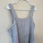 NEW Quince 100% European Linen Square Neck Jumpsuit Blue Pinstripe Size Large Photo 6