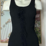 Derek Lam  10 Crosby Black Ribbed Knit Fringe Sleeveless Tank Top Cami XS Photo 0