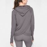 Athleta Crisscross Split Back Hoodie Hooded Sweatshirt Light Gray Small Photo 1