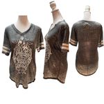 Disney The Nightmare Before Christmas Gray Graphic Short Sleeve V-Neck Tee Small Photo 1