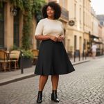 Jones Wear  Flared Black Lined Skirt 14 Photo 1