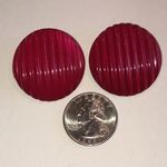 Dark Pink Magenta Ribbed Retro Boho Button Earrings Photo 3