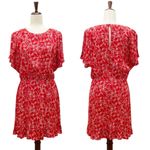 & Other Stories & Other Stories Batwing Sleeve Ruffle Mini Dress Red & White Floral US Size 12 Photo 15