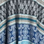 Loft Poncho M/L Blue White Mixed Mosaic Kimono Jacket Woven Knit Festival Hippie Photo 3