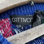 Vintage Cattivo primary color abstract geometric stripe knit sweater XL Blue Photo 5