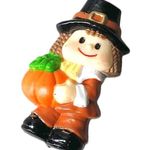 Vintage Russ Thanksgiving Pilgrim Man Brooch Pin Costume Jewelry Orange Photo 0