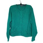 Vintage Floral Embroidered Teal Cardigan Sweater EUC Sz M Button Down Knitted Size M Photo 0