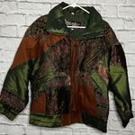 80s Vintage East West rare genuine leather/cotton/lace patchwork jacket S. Green Photo 14