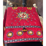 Handmade Colorful‎ Red Beaded Shells Crossbody Purse Adjustable Boho Festival Art Hippie Photo 4