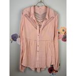 Free People Pink Wild Wind Button Up - Size - Medium Photo 4