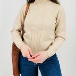 vintage oatmeal 100% wool mockneck sweater top size xs/s Photo 3
